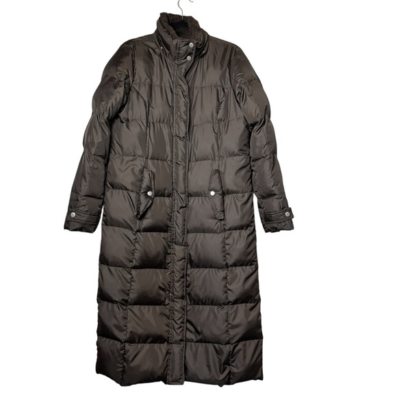 Eddie Bauer Long Down Parka Jacket Womens SZ Small Brown Coat Puffer NO Hood - Picture 1 of 12